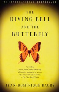Yellow book cover for The Diving Bell and the Butterfly